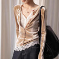 Lace-spliced Faux Two-piece Top For Women