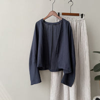 Artistic Retro Ramie Long-sleeved Loose All-match Sun Protection Shirt Top