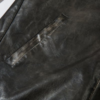 American Street Niche Loose Lapel Patchwork Leather Coat