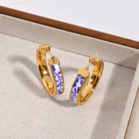 925 Silver Needle Blue And White Porcelain Middle Ancient Ear Ring