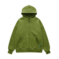 350g Velvet Padded Loose High Zipper Hooded Sweater