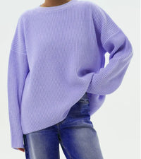 Spring And Autumn Loose Solid Color Knitted Pullover Sweater