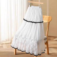 Womens Casual Versatile Lace-trimmed Skirt
