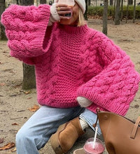 Loose Casual Versatile Solid-color Fashionable And Elegant Knit Sweater