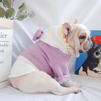 Autumn And Winter Fat Dog Purple Fleece Bow Sweater