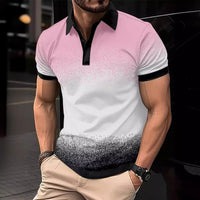 Men's Gradient Lapel Sports Polo Shirt Summer AliExpress