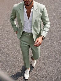 Mens Solid-Colored Business Suit Set