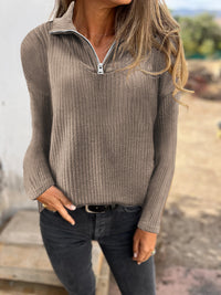 Zipper Pullover Long-sleeved Sweater Casual Coat