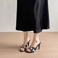 Advanced Wave Point High Heels For Women, Slim Heels, Straight Strap, Round Toe Sandals