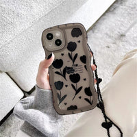 Advanced Niche Black Flowered Silicone Phone Case