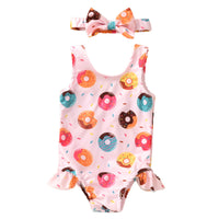 Children's Cartoon Crab Girl One Piece Swimsuit