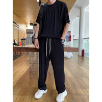 Drapey Short Sleeve Trousers Casual Two Piece Suit