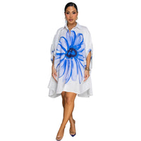 Elegant Printed Shirts With Lapel Collar Short Front And Mid Length Back