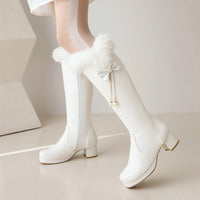 Womens Tall Fleece-lined Cotton Over-the-knee Boots