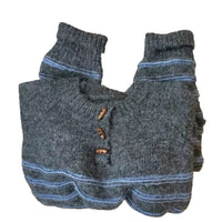 Women's Horn Button Striped Loose Preppy Style Sweater