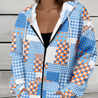 Casual All-matching Fashion Trendy Plaid Stitching Breathable Zipper Sweater