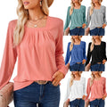 Loose-fitting T-shirt With A Square Neckline Pleats And Long Sleeves