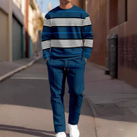 Fashion Men's Casual Sporty Round Neck Sweatshirt And Pants Two-piece Set