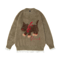 Idle Style Dog American Retro Easy Matching Pullover Sweater
