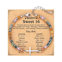 Beaded Stainless Steel Cross Womens Bracelet
