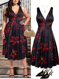 Womens Elegant Bohemian-Style Printed Dress