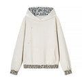 Casual Patchwork Perforated Hooded Sweatshirt For Women