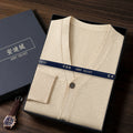 V-neck Knitted Cardigan Coat Men's Andy Velvet Long Sleeve