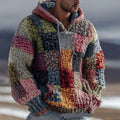 Loose-fitting  Plus-size 3D-printed Hooded Sweatshirt Top