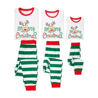 Home Wear Striped Parent-child Suit Christmas Print Pajamas