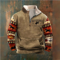 Long Sleeved Half Zippered Printed Casual Jacket