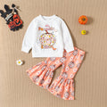 Long Sleeve Sweater Pumpkin Print Bell-bottom Pants Children's Suit