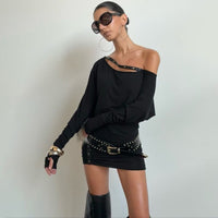 Womens Stylish Off-the-shoulder Long-sleeve Bodycon Dress