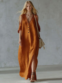 New Lace-trimmed Loose-fit Womens Casual Dress