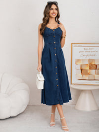 Women's Denim Long Button-Fly Stretch Dress