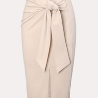 Elegant Monochrome High-waisted Knee-length Skirt For Women