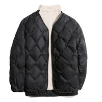 Women's Short Liner Plus Size Diamond Lattice White Duck Down V-neck Coat