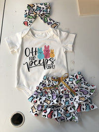 Baby Girl's Short-sleeved Letter Romper Colorful Egg