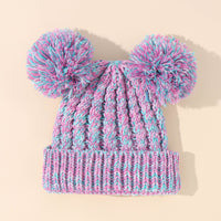 New Double Ball Children's Knitted Pullover Warm Wool Hat