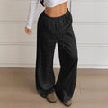 Drawstring Leopard Print Mop Wide Leg Pants