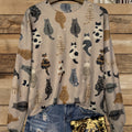 Women's Printed Pullover Round Neck Thick Striped Sweater