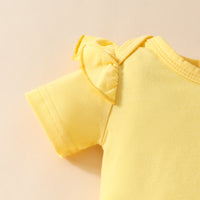 Baby Girl Sunflower Suspender Skirt Short Sleeve Top Suit Solid Color