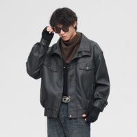 Soft Leather Men's Fashion Casual Polo Collar