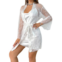 Mesh Lace-trimmed Pajamas For Wearing Outside As Loungewear
