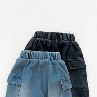 Korean Style Pants Trendy Stitching Cargo Jeans