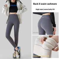 High Waist Cashmere Leggings Winter Warm Solid Plush Pants Fashion Slim Trousers Women Clothing