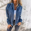 Women's Solid Color Simple Corduroy Hooded Jacket