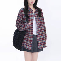 Retro Classic Red And Blue Plaid Long-sleeve Shirt