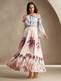 Printed Halter-Neck SpringSummer Resort Dress