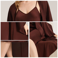 Womens Simple Satin Chiffon Camisole And Robe Set