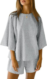 Women's Elastic-Waist Shorts Fashionable Casual Set